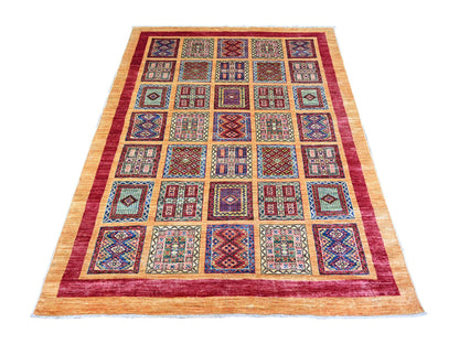 Brown 4'10" x 6'3" Tribal Hand knotted Wool Rug - Sku: O074841