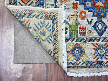 Shiraz Tribal & Geometric hand-knotted wool rug in Gray, 4'1" x 6'2" — SKU O074854 (view 2)