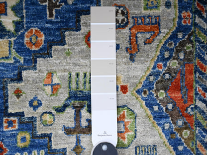 Shiraz Tribal & Geometric hand-knotted wool rug in Gray, 4'1" x 6'2" — SKU O074854 (view 3)