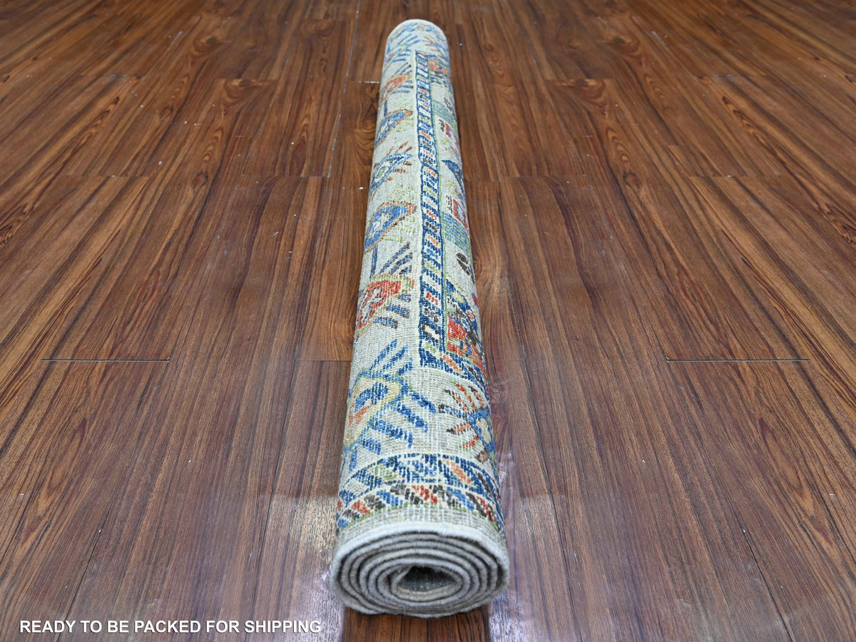 Shiraz Tribal & Geometric hand-knotted wool rug in Gray, 4'1" x 6'2" — SKU O074854 (view 4)