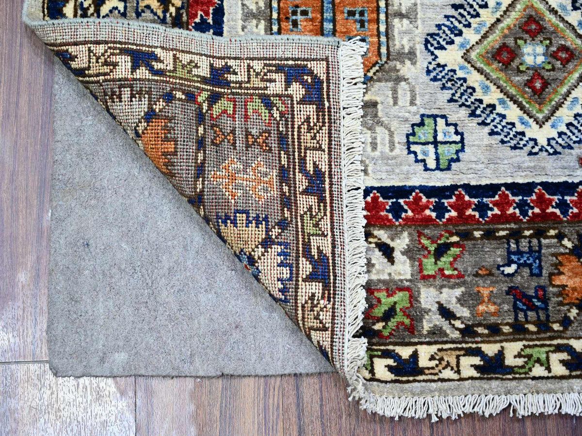 Ersari Tribal & Geometric hand-knotted wool rug in Gray, 3'11" x 5'11" — SKU O074858 (view 2)