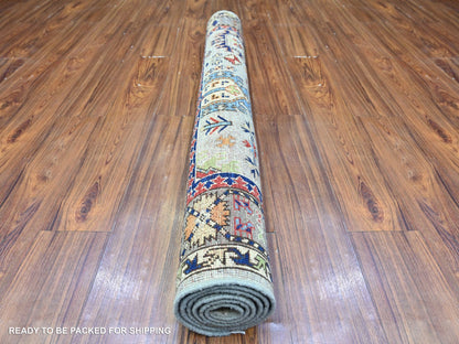 Ersari Tribal & Geometric hand-knotted wool rug in Gray, 3'11" x 5'11" — SKU O074858 (view 4)