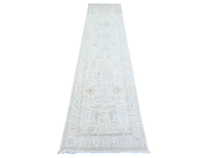 Peshawar Oushak hand-knotted wool runner in Ivory, 2'4" x 10'2" — SKU O074874