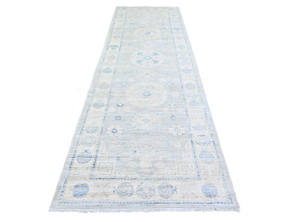 Grey 3'11" x 12'1" Traditional Hand knotted Wool Rug - Sku: O074877