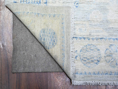Khotan Khotan hand-knotted wool runner in Gray & Ivory, 3'11" x 12'1" — SKU O074877 (view 2)
