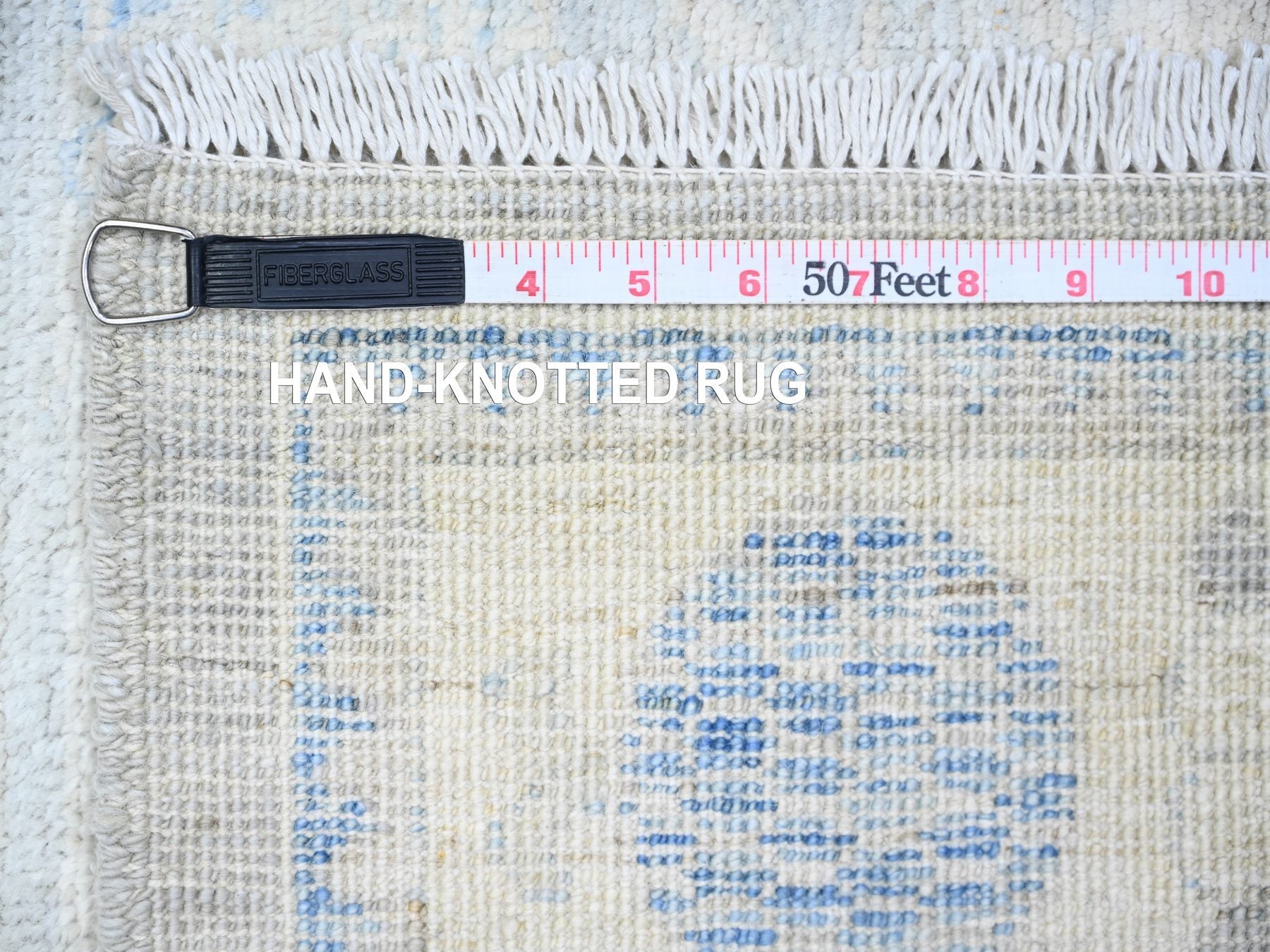 Khotan Khotan hand-knotted wool runner in Gray & Ivory, 3'11" x 12'1" — SKU O074877 (view 6)