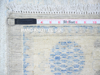 Khotan Khotan hand-knotted wool runner in Gray & Ivory, 3'11" x 12'1" — SKU O074877 (view 6)