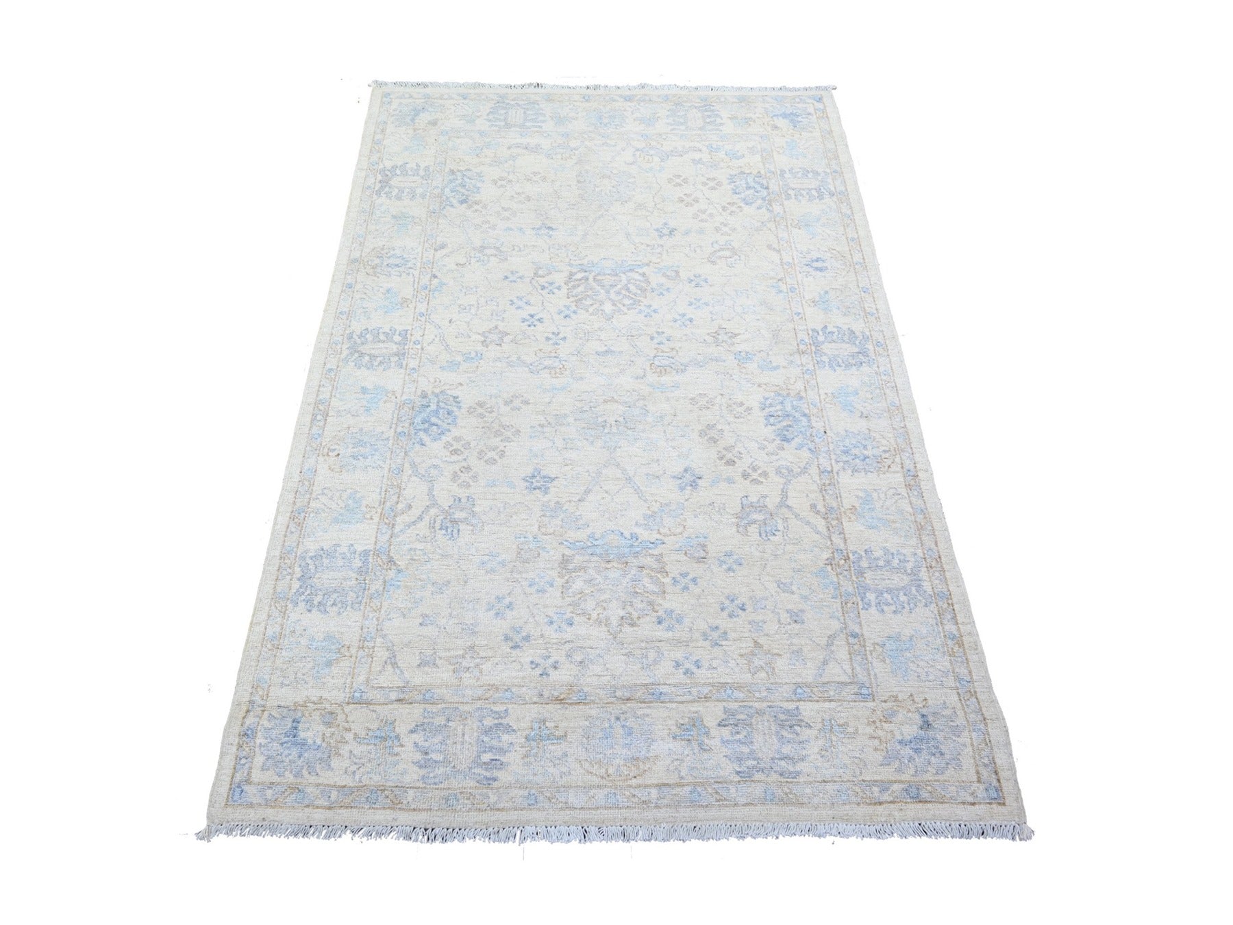 Peshawar Oushak hand-knotted wool rug in Ivory, 3'10" x 5'9" — SKU O074878