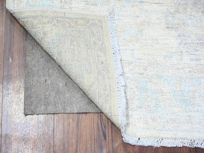 Peshawar Oushak hand-knotted wool rug in Ivory & Blue, 3'10" x 5'8" — SKU O074879 (view 2)