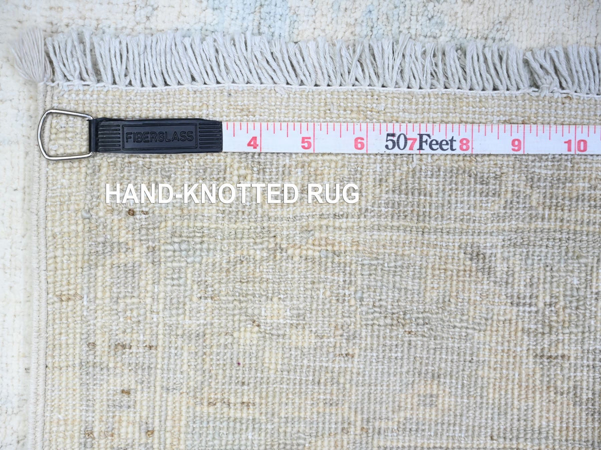 Peshawar Oushak hand-knotted wool rug in Ivory & Blue, 3'10" x 5'8" — SKU O074879 (view 6)