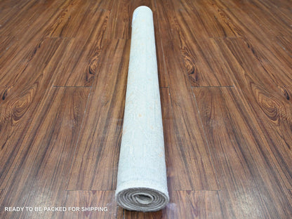 Peshawar Oushak hand-knotted wool rug in Ivory & Gray, 3'10" x 5'8" — SKU O074880 (view 4)