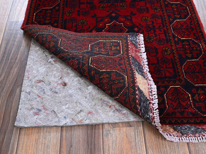 Tribal & Geometric hand-knotted wool runner in Red, 1'10" x 5' — SKU O0748 (view 3)