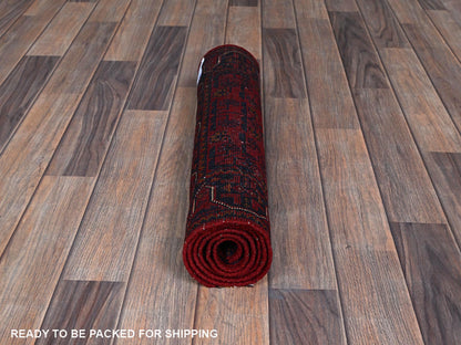 Tribal & Geometric hand-knotted wool runner in Red, 1'10" x 5' — SKU O0748 (view 5)