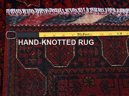 Red 1'10" x 5'0" Tribal Hand knotted Wool Rug - Sku: O0748