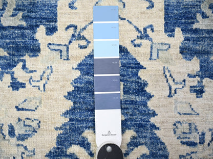 Blue 4'2" x 9'7" Oushak And Peshawar Hand knotted Wool Rug - Sku: O074902