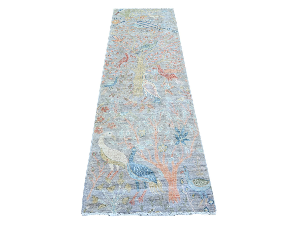 Peshawar Oushak hand-knotted wool runner in Gray, 2'5" x 8'3" — SKU O074915