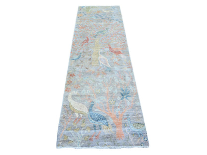 Peshawar Oushak hand-knotted wool runner in Gray, 2'5" x 8'3" — SKU O074915