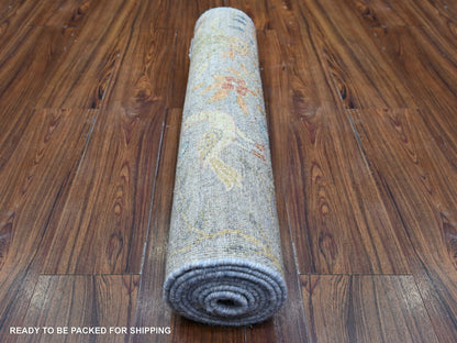 Peshawar Oushak hand-knotted wool runner in Gray, 2'5" x 8'3" — SKU O074915 (view 4)