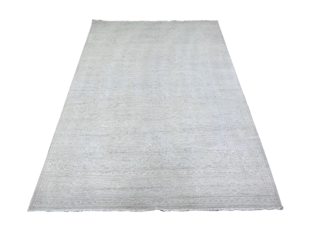 Peshawar Oushak hand-knotted wool rug in Gray, 5' x 6'9" — SKU O074949