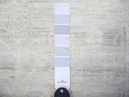 Peshawar Oushak hand-knotted wool runner in Gray & Ivory, 3'9" x 9'9" — SKU O074950 (view 3)