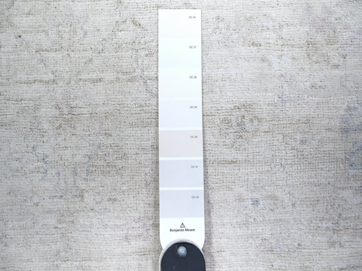 Peshawar Oushak hand-knotted wool runner in Ivory, 3'10" x 11'2" — SKU O074951 (view 3)