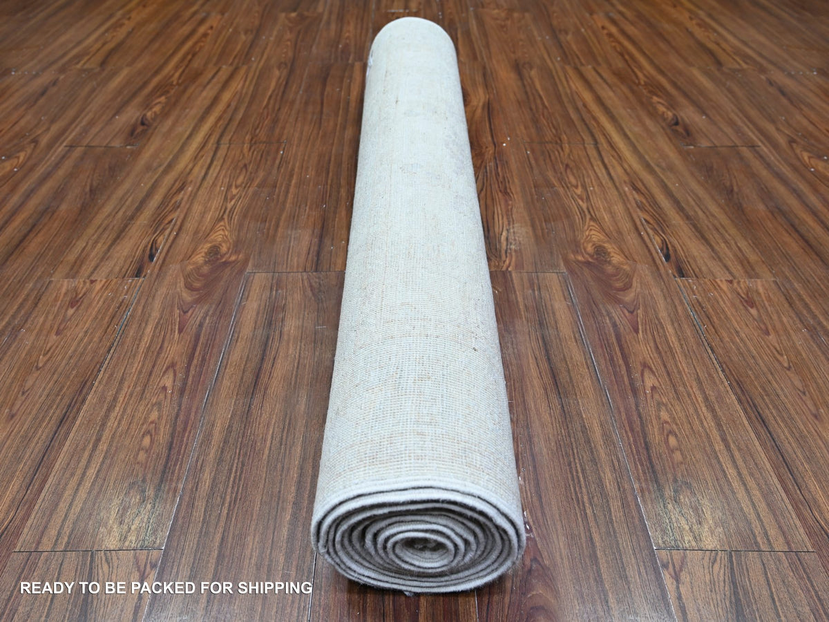 Peshawar Oushak hand-knotted wool runner in Ivory, 3'10" x 11'2" — SKU O074951 (view 4)