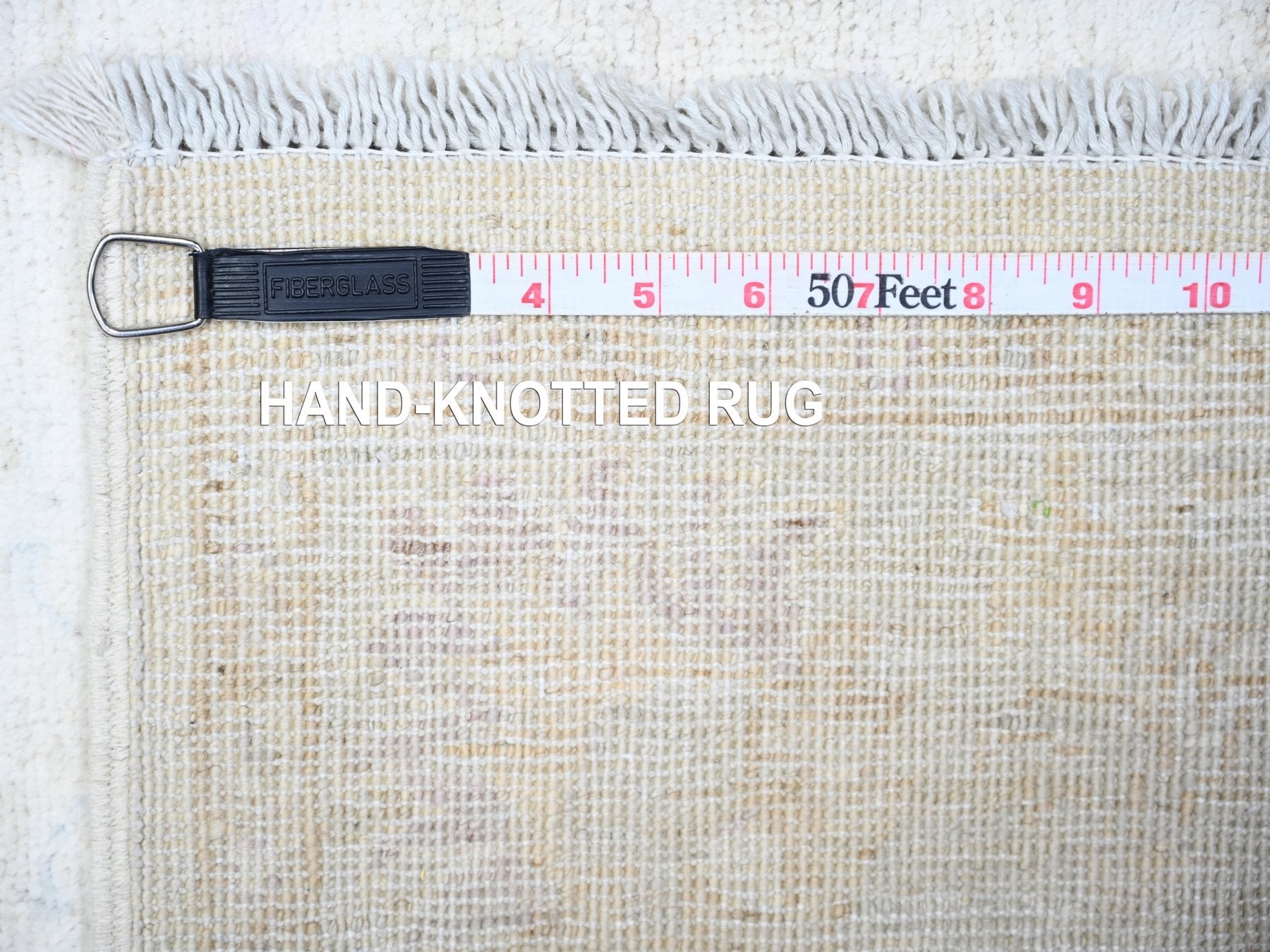 Peshawar Oushak hand-knotted wool runner in Ivory, 3'10" x 11'2" — SKU O074951 (view 6)