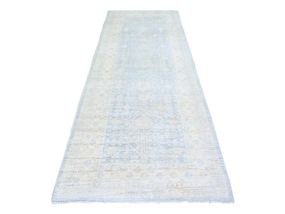 Khotan Khotan hand-knotted wool runner in Gray & Ivory, 3'11" x 10' — SKU O074952