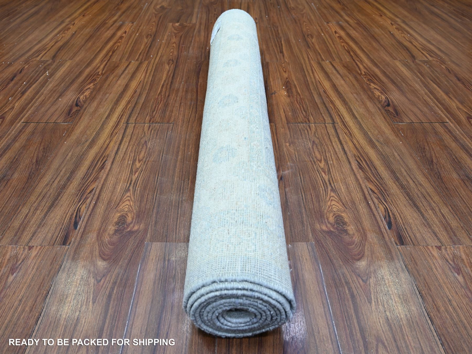 Khotan Khotan hand-knotted wool runner in Gray & Ivory, 3'11" x 10' — SKU O074952 (view 4)