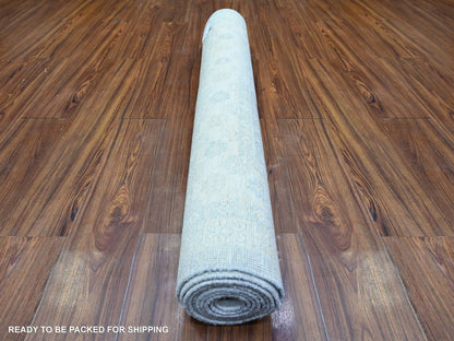 Khotan Khotan hand-knotted wool runner in Gray & Ivory, 3'11" x 10' — SKU O074952 (view 4)