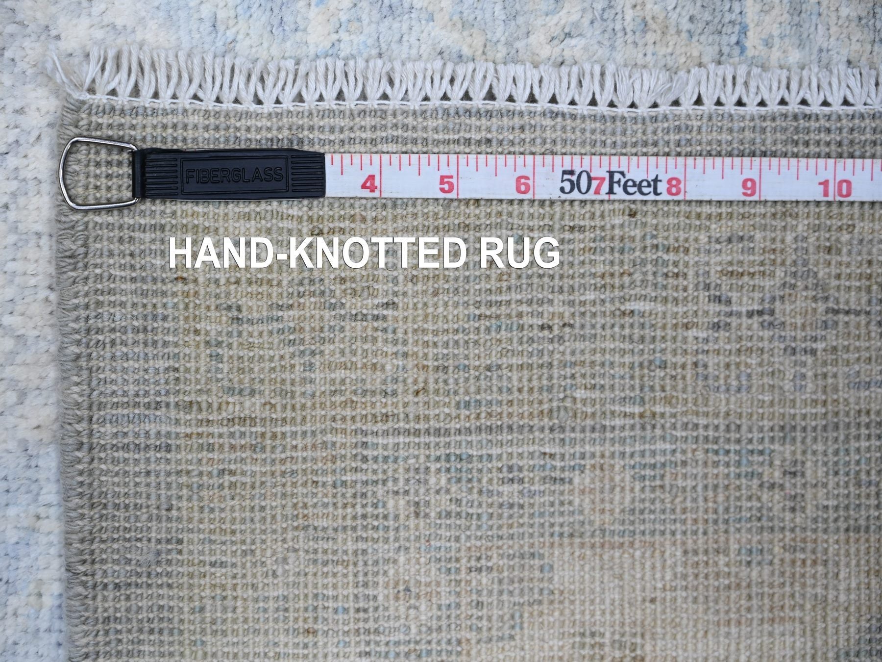 Khotan Khotan hand-knotted wool runner in Gray & Ivory, 3'11" x 10' — SKU O074952 (view 6)