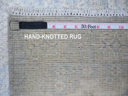 Khotan Khotan hand-knotted wool runner in Gray & Ivory, 3'11" x 10' — SKU O074952 (view 6)
