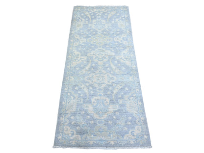 Grey 2'6" x 5'8" Oushak And Peshawar Hand knotted Wool Rug - Sku: O074955