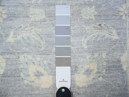 Peshawar Oushak hand-knotted wool runner in Gray & Spring Ivory, 2'6" x 14'8" — SKU O074956 (view 3)