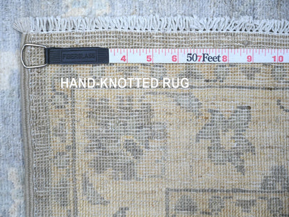 Peshawar Oushak hand-knotted wool runner in Gray & Spring Ivory, 2'6" x 14'8" — SKU O074956 (view 6)