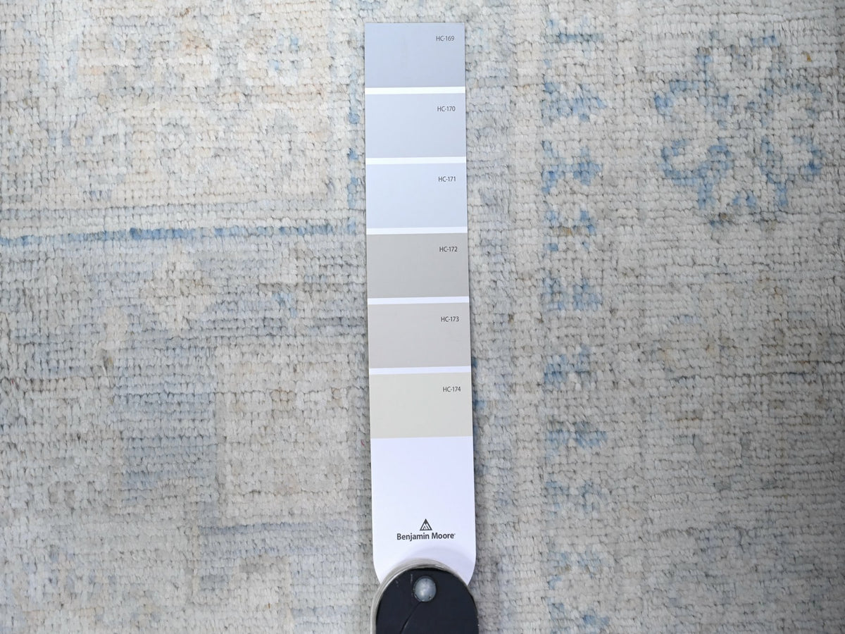 Peshawar Oushak hand-knotted wool runner in Gray & Lexicon Ivory, 3'1" x 10' — SKU O074959 (view 3)