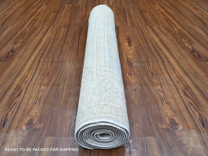 Peshawar Oushak hand-knotted wool runner in Gray & Lexicon Ivory, 3'1" x 10' — SKU O074959 (view 4)
