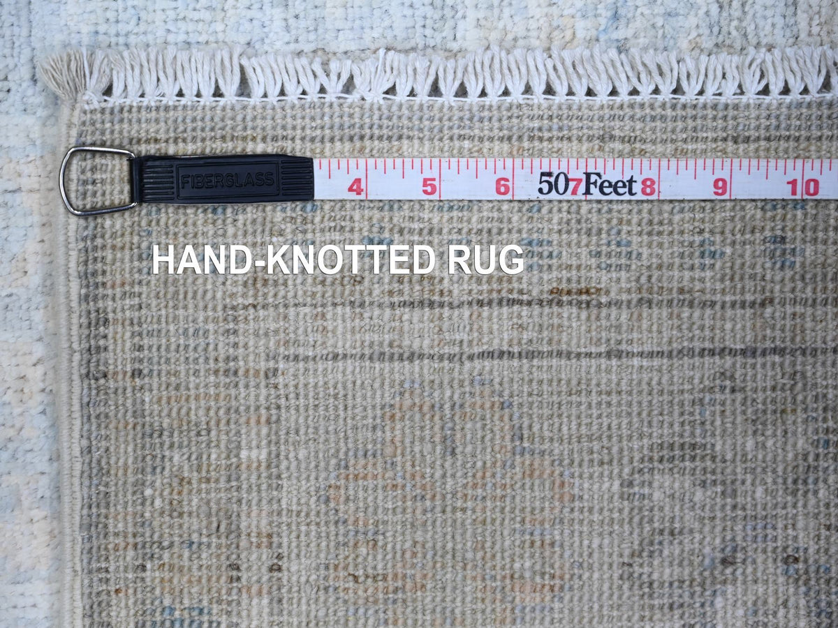 Peshawar Oushak hand-knotted wool runner in Gray & Lexicon Ivory, 3'1" x 10' — SKU O074959 (view 6)