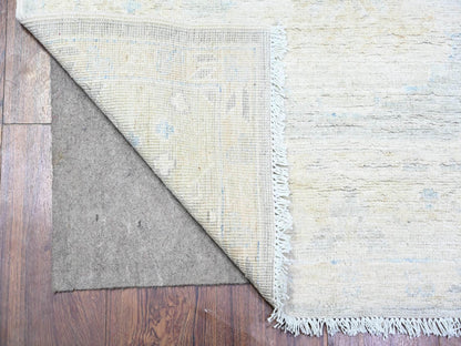 Ivory 3'1" x 12'0" Oushak And Peshawar Hand knotted Wool Rug - Sku: O074961