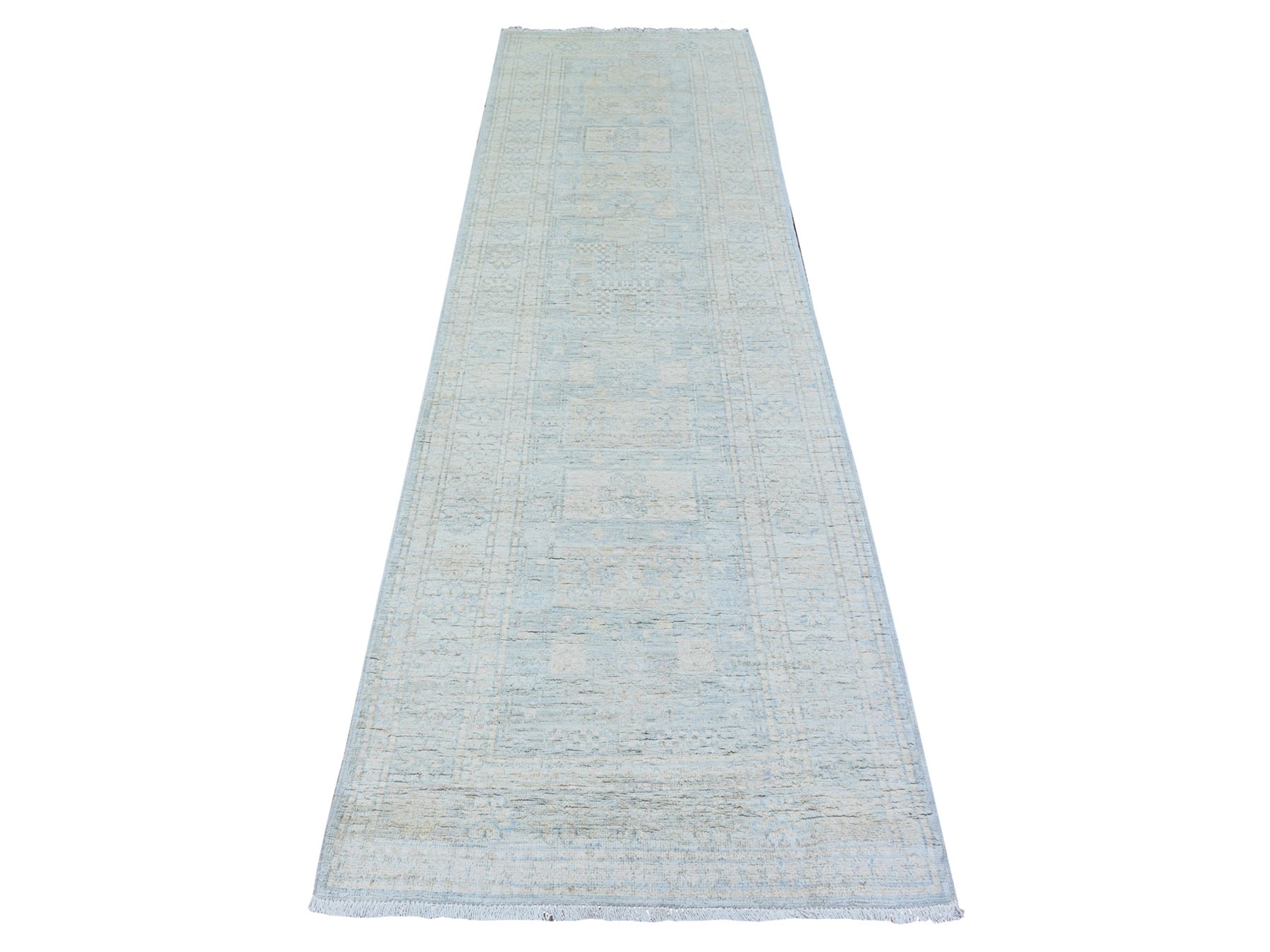 Gray 2'11" x 9'10" Oushak / Peshawar Hand knotted Wool Rug - Sku: O074963