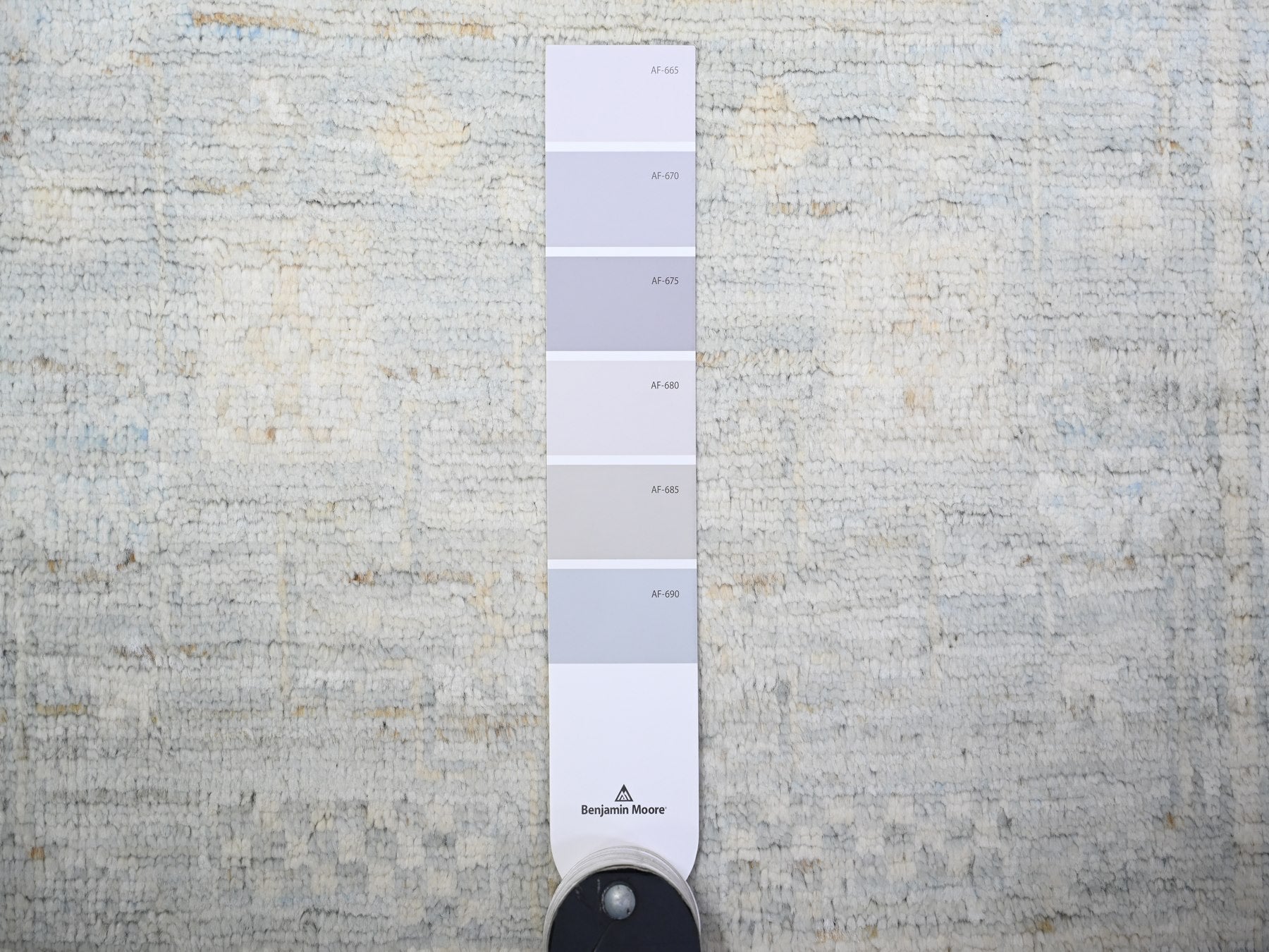 Peshawar Oushak hand-knotted wool runner in Gray & White Dove, 2'11" x 9'10" — SKU O074963 (view 3)