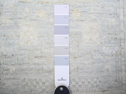 Peshawar Oushak hand-knotted wool runner in Gray & White Dove, 2'11" x 9'10" — SKU O074963 (view 3)