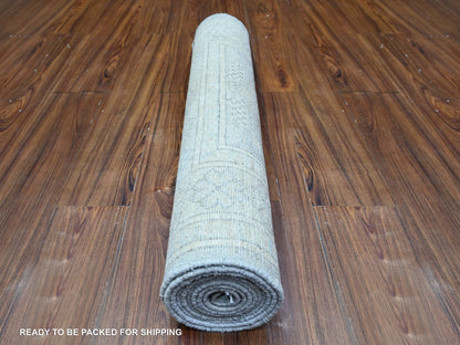 Peshawar Oushak hand-knotted wool runner in Gray & White Dove, 2'11" x 9'10" — SKU O074963 (view 4)