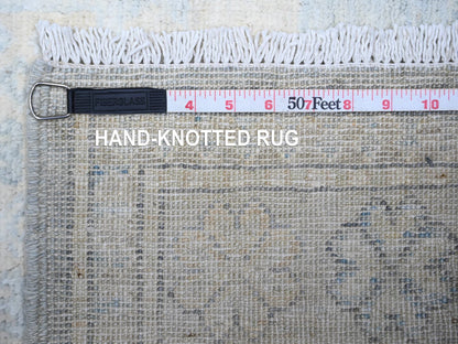 Peshawar Oushak hand-knotted wool runner in Gray & White Dove, 2'11" x 9'10" — SKU O074963 (view 6)