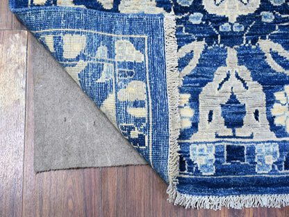 Blue 3'0" x 4'9" Oushak And Peshawar Hand knotted Wool Rug - Sku: O074965