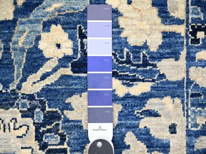 Blue 3'0" x 4'9" Oushak And Peshawar Hand knotted Wool Rug - Sku: O074965