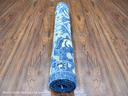 Blue 3'0" x 4'9" Oushak And Peshawar Hand knotted Wool Rug - Sku: O074965
