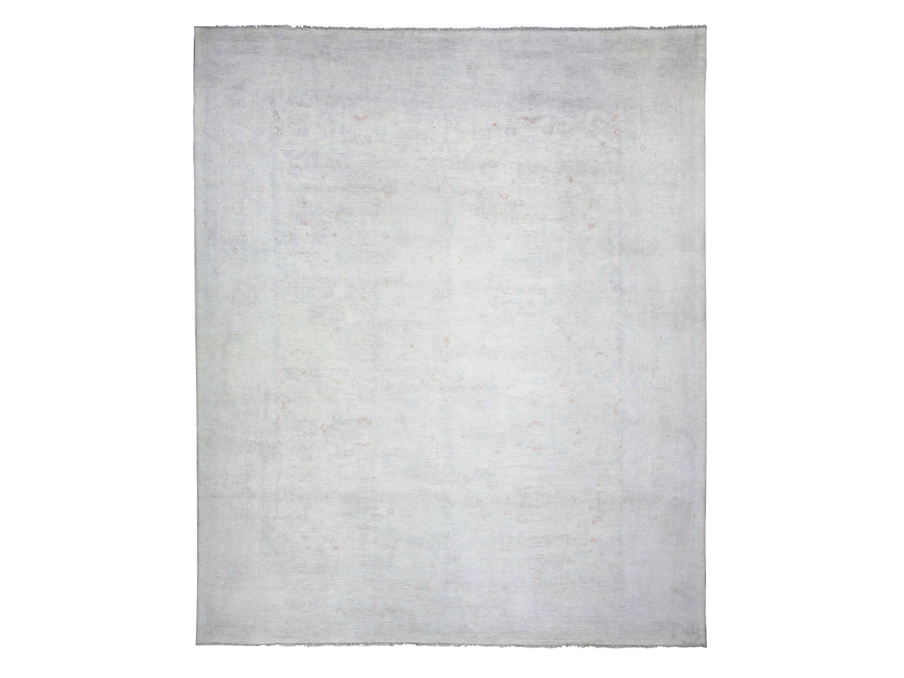Peshawar Oushak hand-knotted wool rug in Ivory & Feather White, 11'11" x 14'3" — SKU O074971