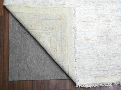 Peshawar Oushak hand-knotted wool rug in Ivory & Feather White, 11'11" x 14'3" — SKU O074971 (view 4)