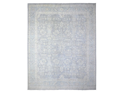 Peshawar Oushak hand-knotted wool rug in Gray & Chrome Gray, 11'9" x 14'4" — SKU O074972